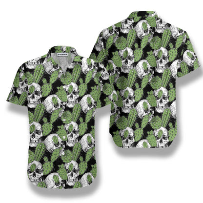 Cactus Skull On Black Design Hawaiian Shirt, Hawaiian Shirt Gift, Christmas Gift