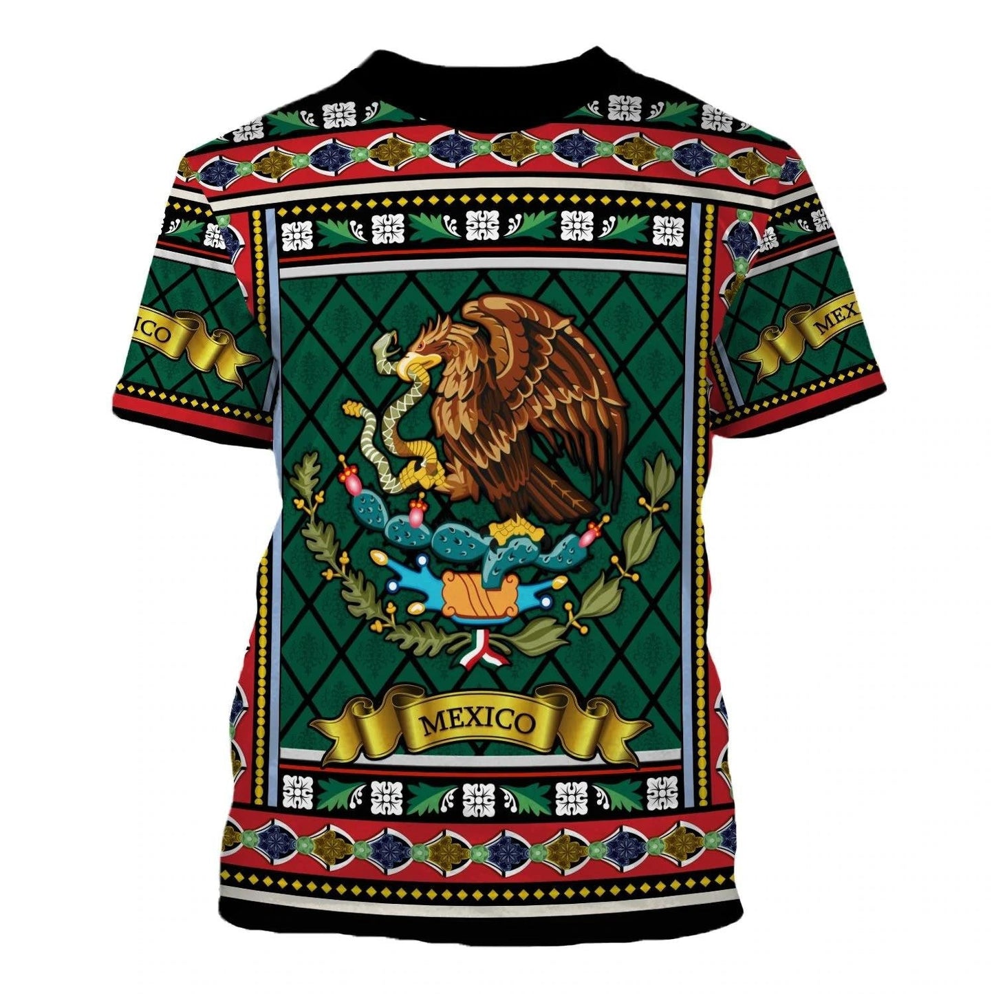 Mexico Coat Of Arms Cool Eagle Cactus Pattern Hawaiian Shirt, Hawaiian Shirt Gift, Christmas Gift