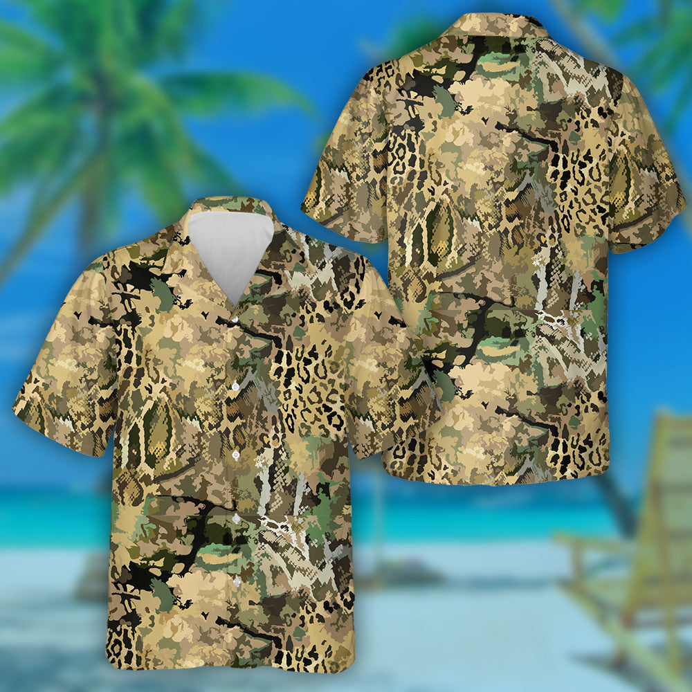Colored Leopard Snake And Zebra Camouflage Style Hawaiian Shirt, Hawaiian Shirt Gift, Christmas Gift