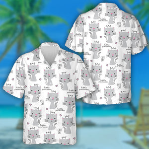 Grey Princess Cat On White Background Hawaiian Shirt,Hawaiian Shirt Gift, Christmas Gift