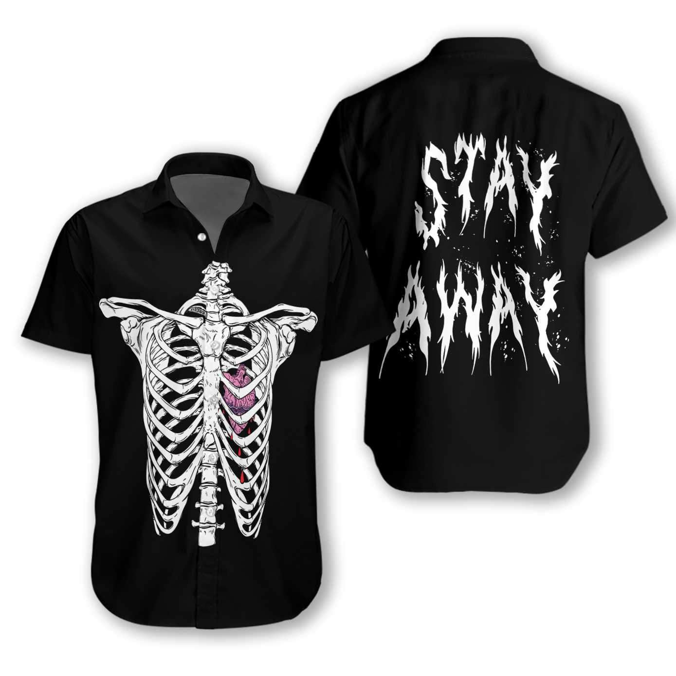 Rib Cage With Broken Heart Goth Design Hawaiian Shirt, Hawaiian Shirt Gift, Christmas Gift