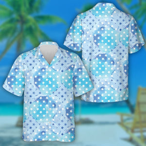 Abstract Watercolor Starry Stars In Blue Texture Hawaiian Shirt, Hawaiian Shirt Gift, Christmas Gift