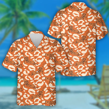 Trendy Modern Leopard Natural Pastel Colors Hawaiian Shirt, Hawaiian Shirt Gift, Christmas Gift