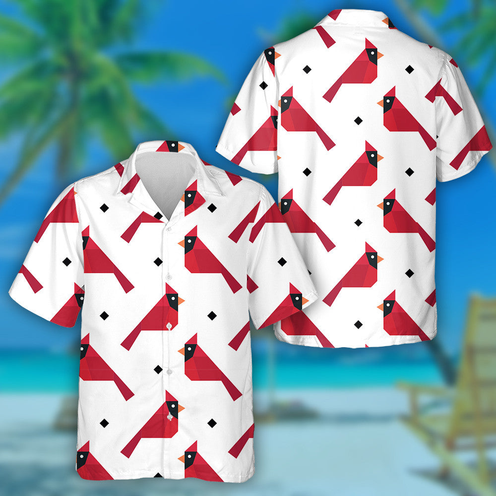 Little Funny Red Cardinal Bird Folded Paper Hawaiian Shirt, Hawaiian Shirt Gift, Christmas Gift