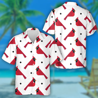 Little Funny Red Cardinal Bird Folded Paper Hawaiian Shirt, Hawaiian Shirt Gift, Christmas Gift