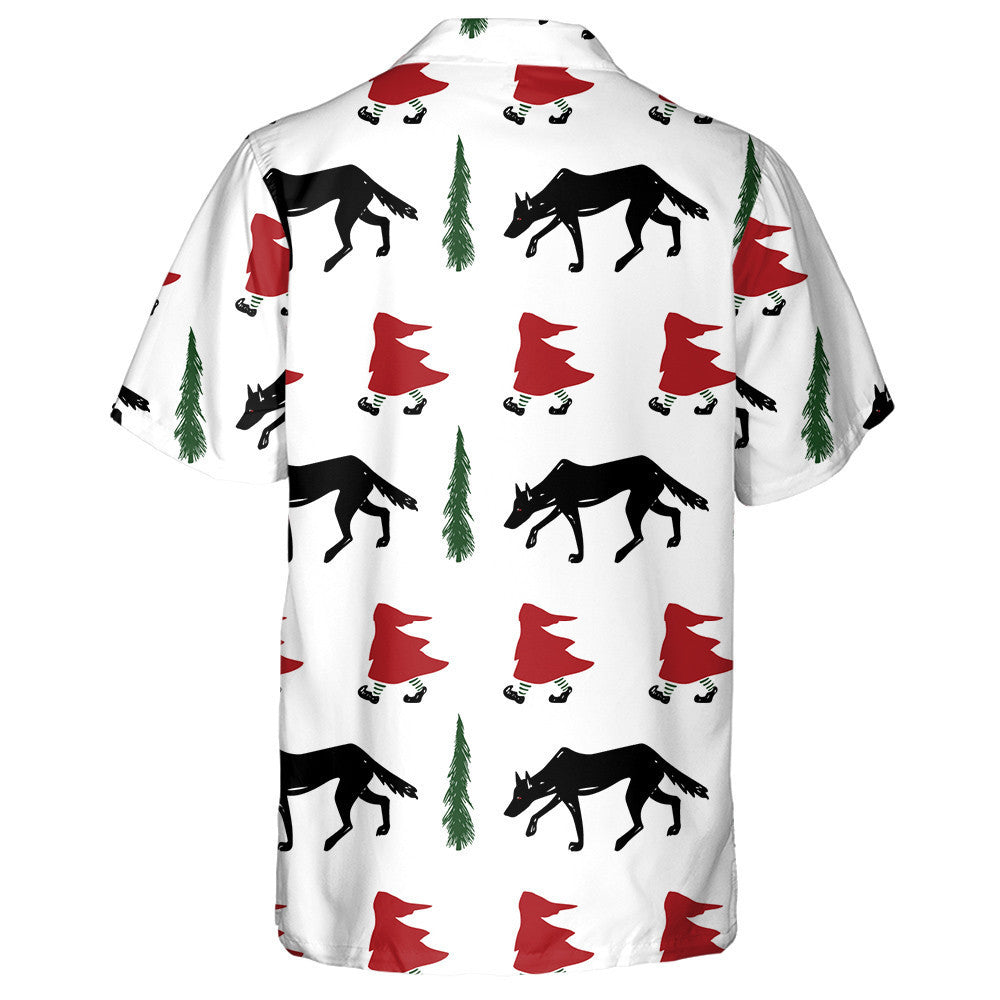 The Wolf And The Red Hood In A Gloomy Atmosphere Hawaiian Shirt, Hawaiian Shirt Gift, Christmas Gift