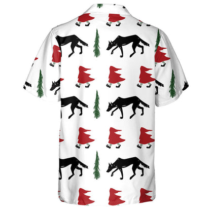 The Wolf And The Red Hood In A Gloomy Atmosphere Hawaiian Shirt, Hawaiian Shirt Gift, Christmas Gift
