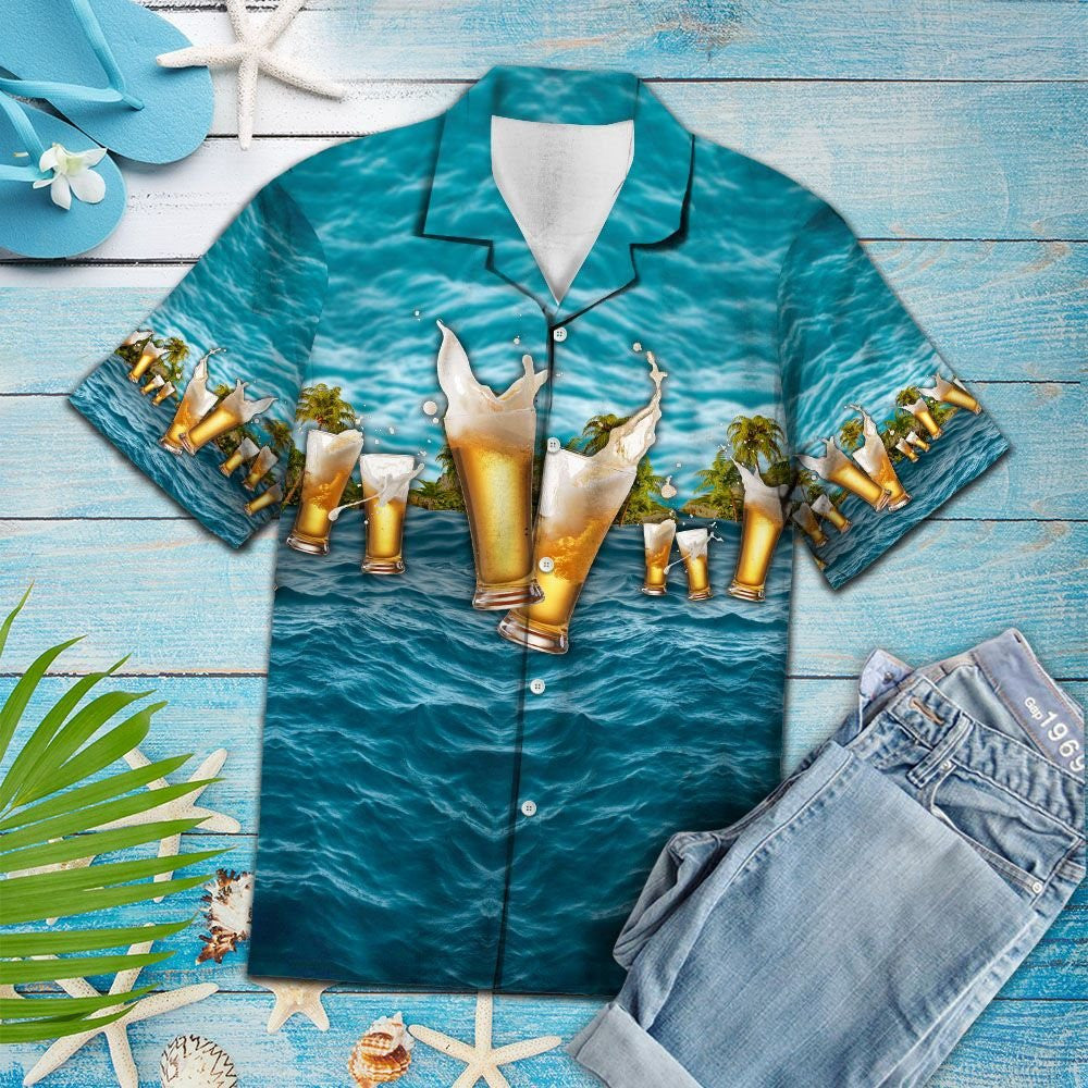 The Beauty Of Nature Beer Blue Ocean Pattern Hawaiian Shirt, Hawaiian Shirt Gift, Christmas Gift
