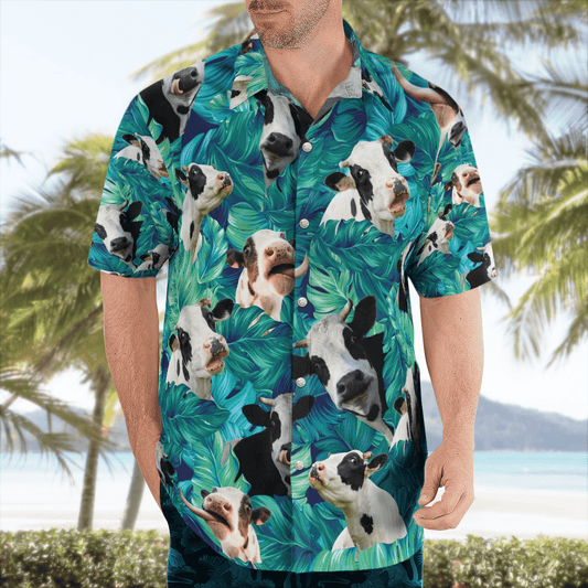 Dairy Cow Pattern Hawaiian Beach Shirt, Hawaiian Shirt Gift, Christmas Gift