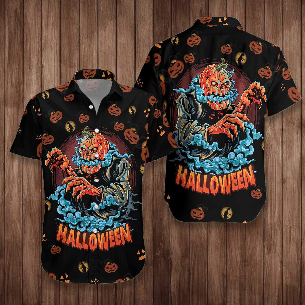 Scary Pumpkin For Halloween Night Pattern Hawaiian Shirt,Hawaiian Shirt Gift, Christmas Gift