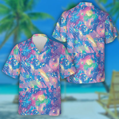 Watercolor Pink And Blue Splashes Smudges Camouflage Pattern Hawaiian Shirt, Hawaiian Shirt Gift, Christmas Gift