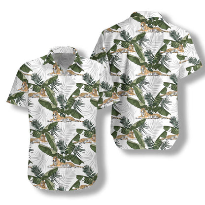 Tropical Tiger King Of Jungle With Banana Leaf Hawaiian Shirt, Hawaiian Shirt Gift, Christmas Gift