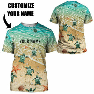 3D Sea Turtle Custom Name Tshirt Hoodie Apparel