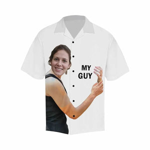 Hug My Guy White Background Custom Photo Hawaiian Shirt, Hawaiian Shirt Gift, Christmas Gift