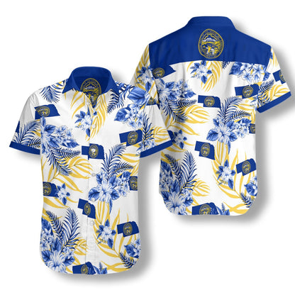 Nebraska Proud On White Background Pattern Hawaiian Shirt, Hawaiian Shirt Gift, Christmas Gift