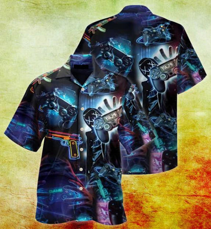 Game Console Leon Colorful Gun Dark Theme Design Hawaiian Shirt, Hawaiian Shirt Gift, Christmas Gift
