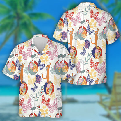 Cats On Balls Catching Butterflies And Flower Hawaiian Shirt, Hawaiian Shirt Gift, Christmas Gift