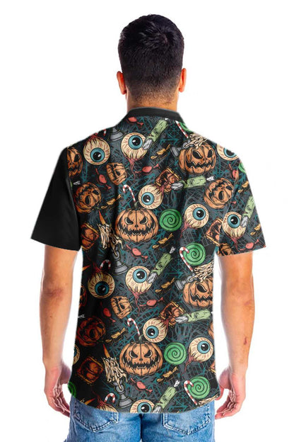 Black Background Vintage Halloween Scary Pumpkin Hawaiian Shirt, Hawaiian For Gift
