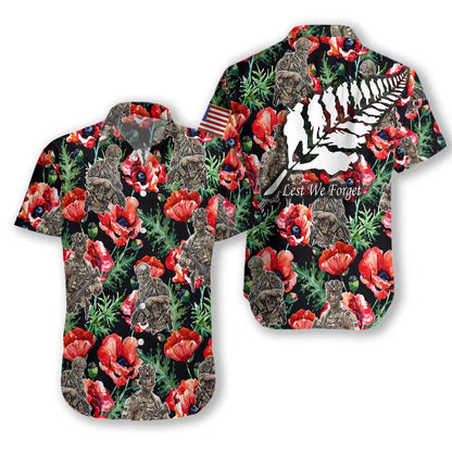 Veteran Less We Forget Vivid Flower Garden Hawaiian Shirt, Hawaiian Shirt Gift, Christmas Gift