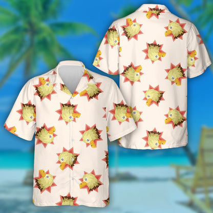 Fuuny Cartoon Eagle Head On Light Pink Background Hawaiian Shirt, Hawaiian Shirt Gift, Christmas Gift