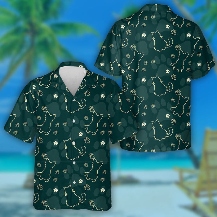 Animal Style Cat And Dog Silhouettes Hawaiian Shirt, Hawaiian For Gift