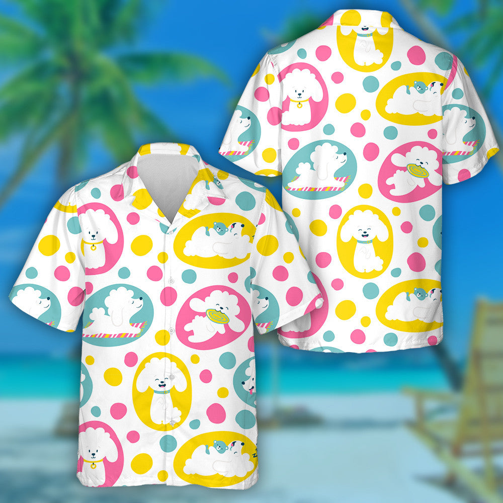 Little Poodle Dogs A Daily Routine Colorful Background Hawaiian Shirt, Hawaiian Shirt Gift, Christmas Gift