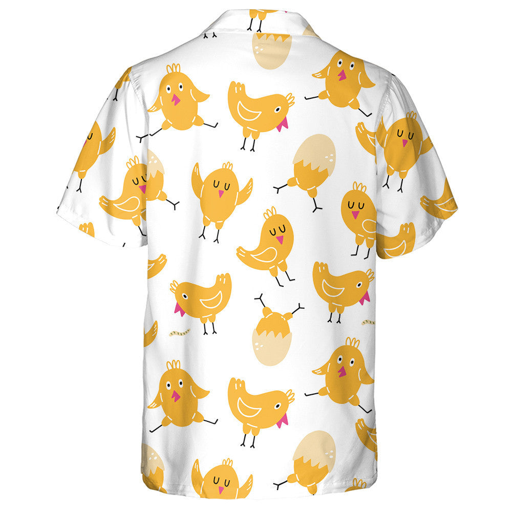 Happy Yellow Baby Cute Chicken In Different Poses Hawaiian Shirt, Hawaiian Shirt Gift, Christmas Gift