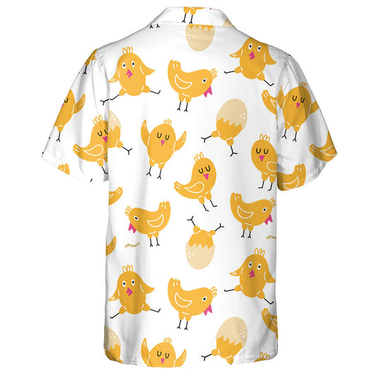 Happy Yellow Baby Cute Chicken In Different Poses Hawaiian Shirt, Hawaiian Shirt Gift, Christmas Gift