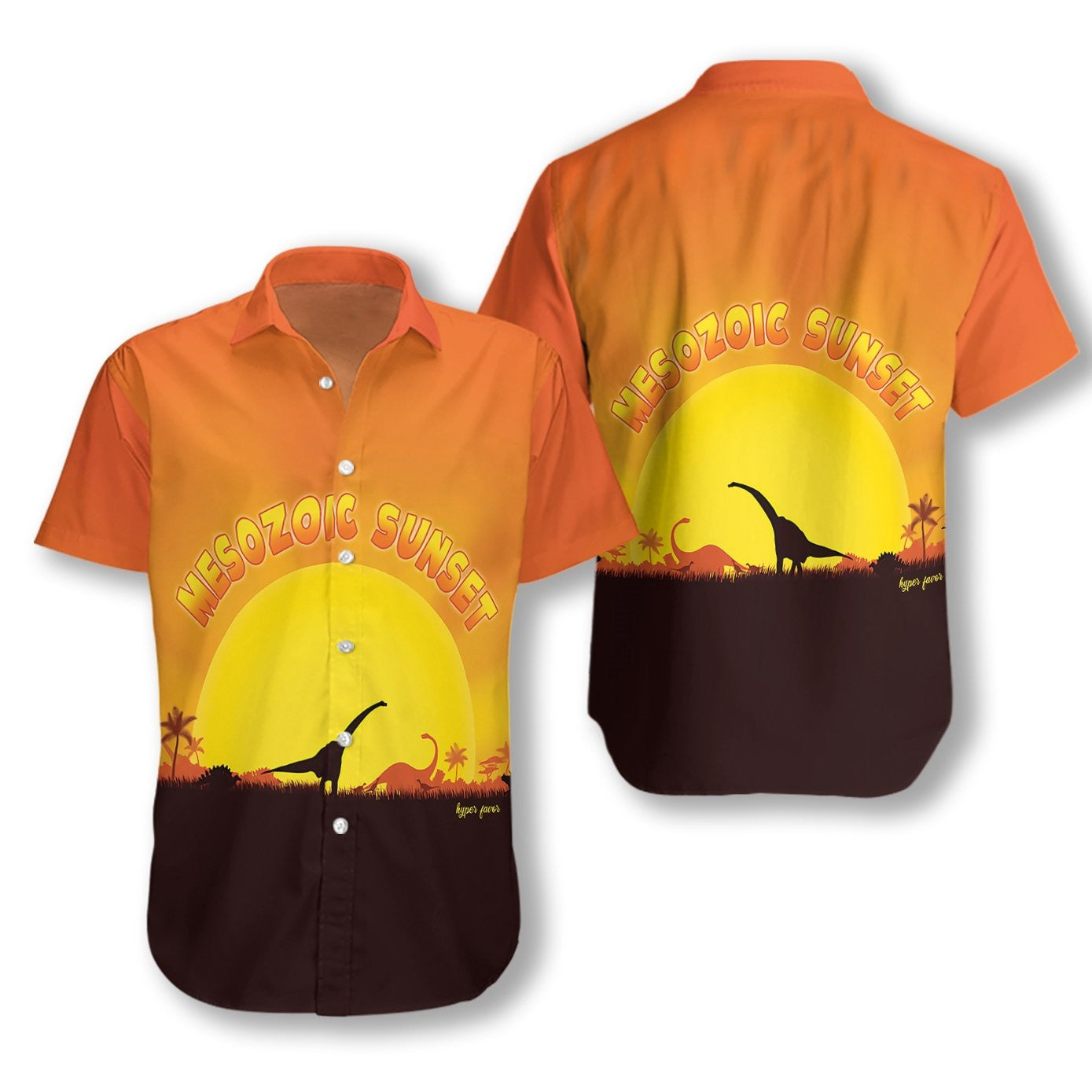 Mesozoic Sunset Dinosaur Beautiful Wild Life Hawaiian Shirt,Hawaiian Shirt Gift, Christmas Gift