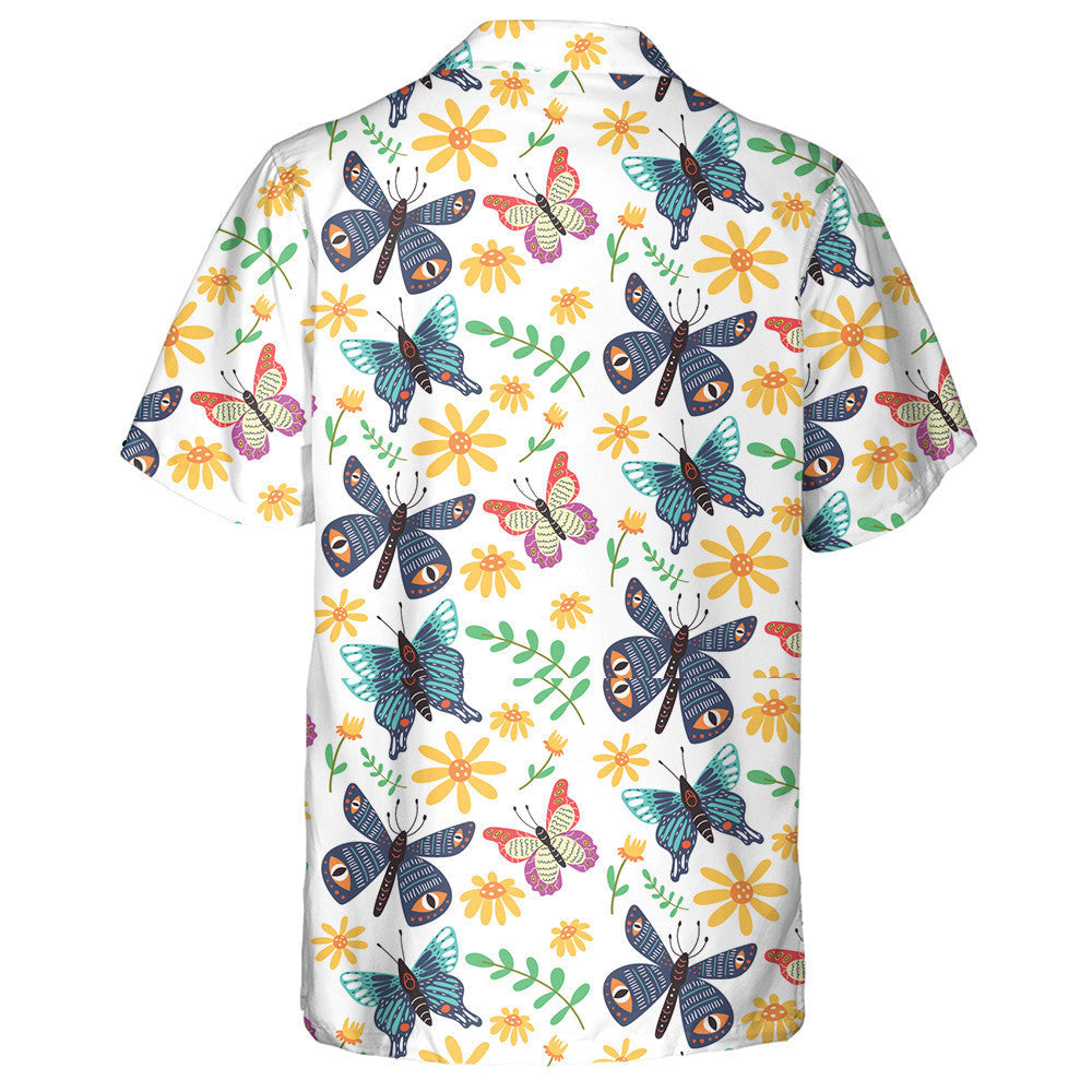 Theme Bright Butterflies And Wild Flowers Hawaiian Shirt,Hawaiian Shirt Gift, Christmas Gift