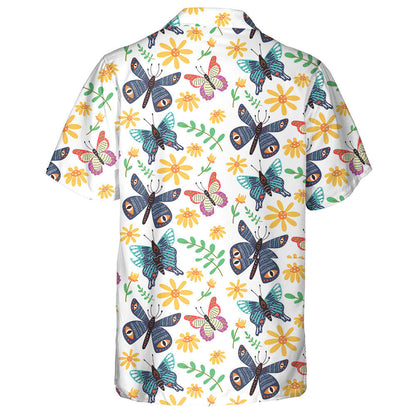 Theme Bright Butterflies And Wild Flowers Hawaiian Shirt,Hawaiian Shirt Gift, Christmas Gift