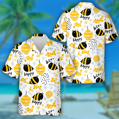 Funny Bees And Beehive In Herbs And Flowers Hawaiian Shirt, Hawaiian Shirt Gift, Christmas Gift
