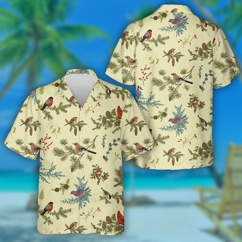 Colorful Bird Perched On Different Tree Branch Hawaiian Shirt, Hawaiian Shirt Gift, Christmas Gift