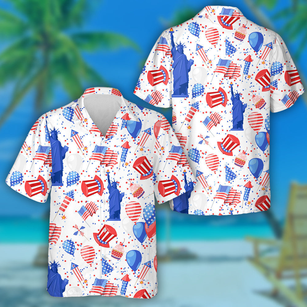Hand Drawn Famous Place Of USA Pattern Hawaiian Shirt, Hawaiian Shirt Gift, Christmas Gift