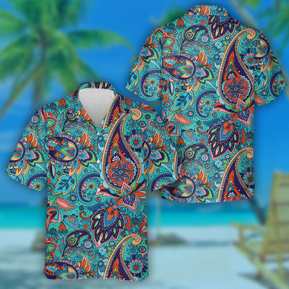 Multicolor Traditional Paisley Pattern With Flowers And Leaves Hawaiian Shirt, Hawaiian Shirt Gift, Christmas Gift
