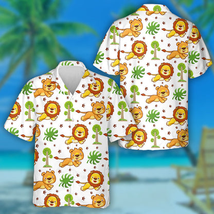 Growth And Children Lion With Trees Leaves And Trail Hawaiian Shirt, Hawaiian Shirt Gift, Christmas Gift