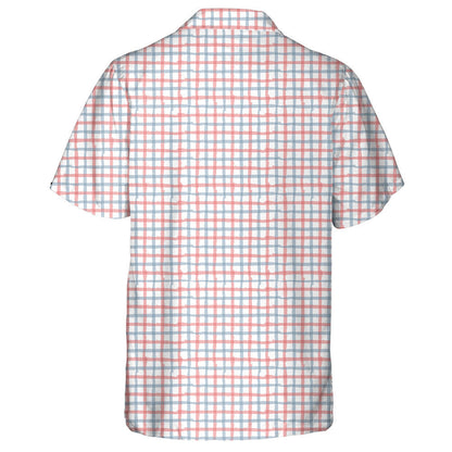 American Flag Colors Line Drawn Gingham Plaid Hawaiian Shirt, Hawaiian Shirt Gift, Christmas Gift