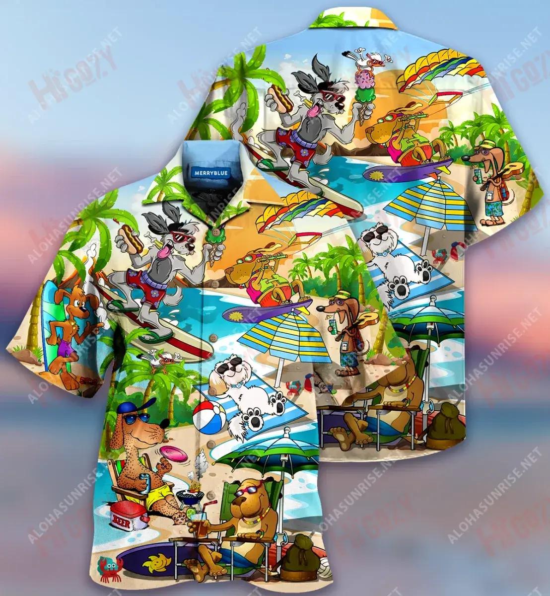 Puppy Funny Beaches Unisex Short Sleeve Shirt Hobbies Hawaiian T Shirts Hawaiian Crazy Shirts Hawaiian Shirts For Men, Hawaiian Shirt Gift, Christmas Gift