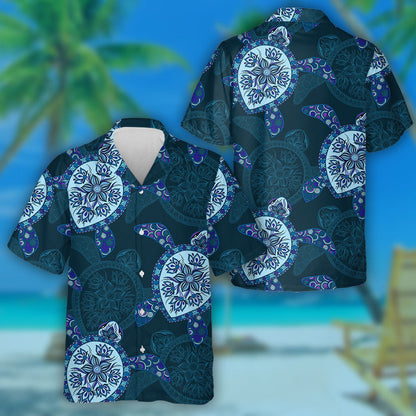 Hand Drawn Tribal Turtles Indian Mehendi Style Hawaiian Shirt, Hawaiian Shirt Gift, Christmas Gift