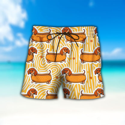 Dachshund Hot Dog Nice Ornamental Hawaiian Shirt And Short, Hawaiian Shirt Gift, Christmas Gift