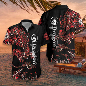 The Red Dragon Style Pretty Ornamental Hawaiian Shirt,Hawaiian Shirt Gift, Christmas Gift