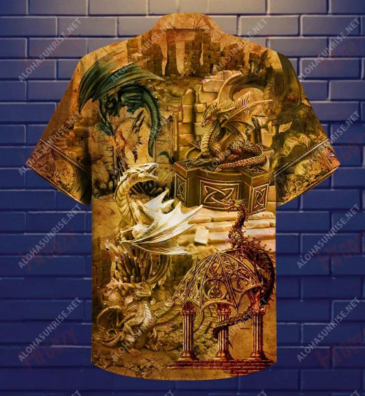 Every Castle Is Guarded By Dragons Short Hawaiian Shirt Vacation Short Sleeve Custom Hawaiian Shirts Hawaiian Shirt Pattern, Hawaiian Shirt Gift, Christmas Gift