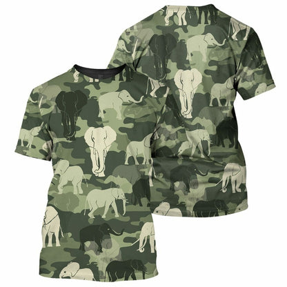 Camo Elephant - 3D All Over Printed Shirt Tshirt Hoodie Apparel