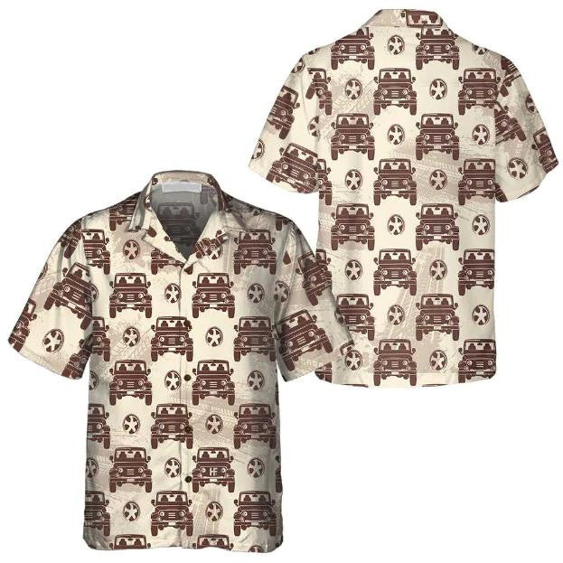 Gift For Cars Lovers Retro Jeeps Seamless Pattern Hawaiian Shirt, Hawaiian Shirt Gift, Christmas Gift