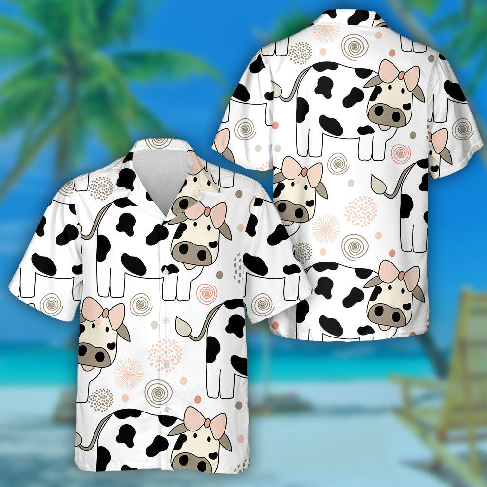 Cow With Pink Bow On Head Hawaiian Shirt,Hawaiian Shirt Gift, Christmas Gift