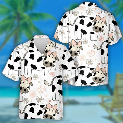 Cow With Pink Bow On Head Hawaiian Shirt,Hawaiian Shirt Gift, Christmas Gift
