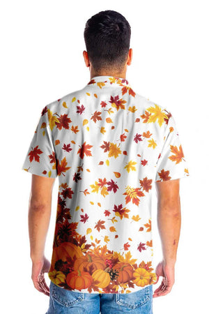 Wonderful Thanksgiving Pumpkins And Autumn Leaves Hawaiian Shirt, Hwaiian For Gift