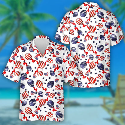 Decorative Red Stripe And Blue Star Balloon Patriotic Hawaiian Shirt, Hawaiian Shirt Gift, Christmas Gift
