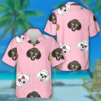 Cool Cartoon Poodle Dog On Pink Dog Icons Hawaiian Shirt, Hawaiian Shirt Gift, Christmas Gift
