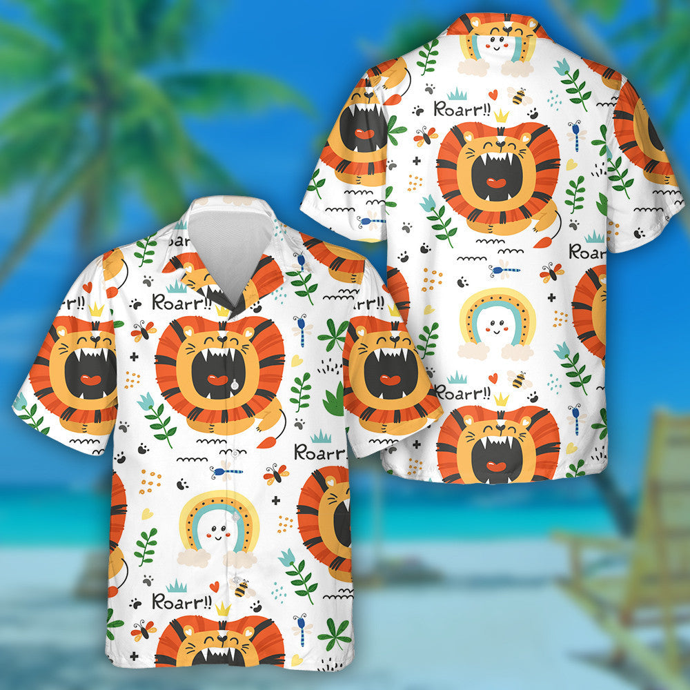 Muzzle Of Lion With Insect Grass And Leaf Hawaiian Shirt, Hawaiian Shirt Gift, Christmas Gift